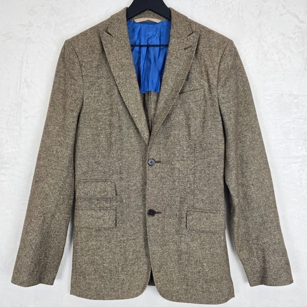 J.Lindeberg Patrick Soft Donegal Wool Blazer Brown Tweed Slim Fit E 44L Angelico